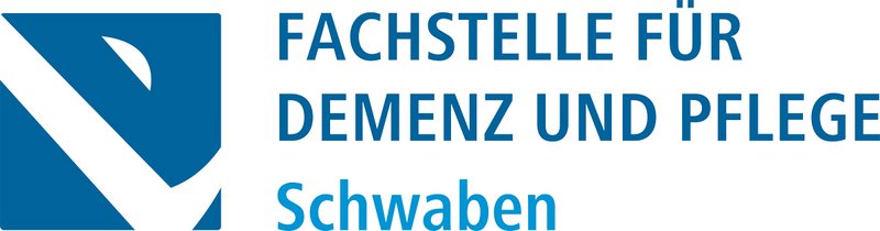 Das Logo der Fachstelle für Demenz und Pflege in den Farben blau und weiß