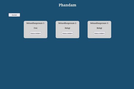 Oberfläche der Phandam-Anwendung, mit der die Belegung der Behandlungsräume bearbeitet werden kann..