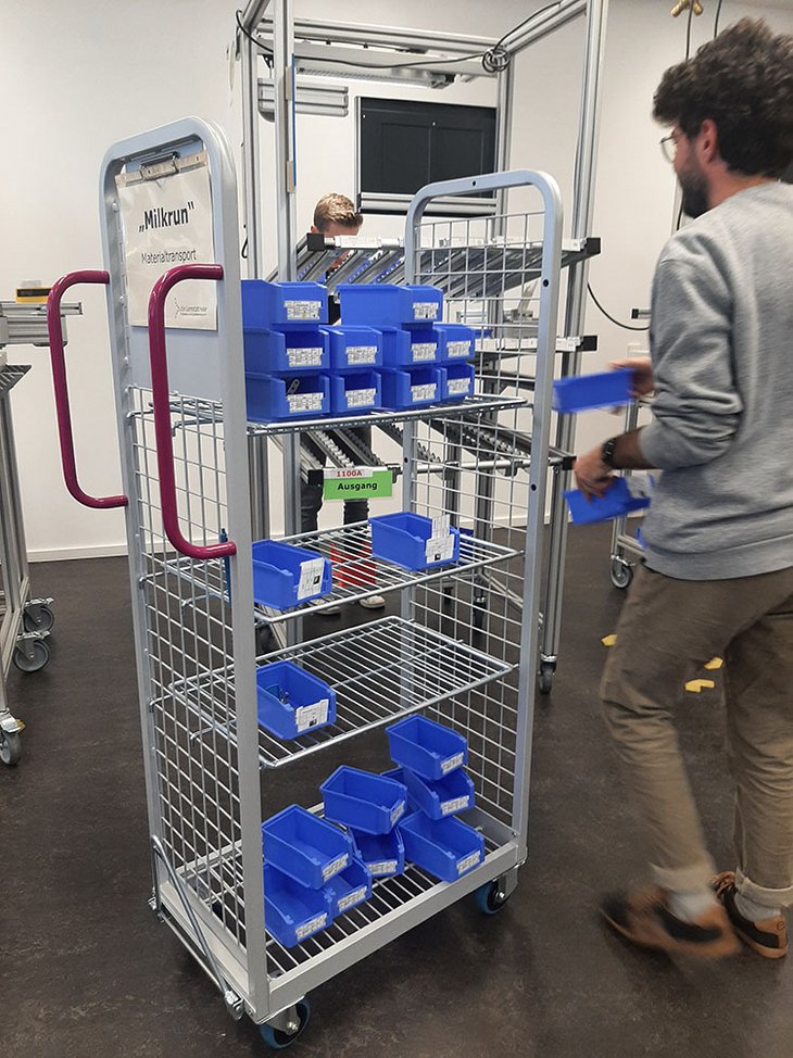 Fotos aus Fallstudien mit Studierenden in der Lernstatt für Produktionsmanagement  und Qualitätsmanagement der Hochschule Kempten.