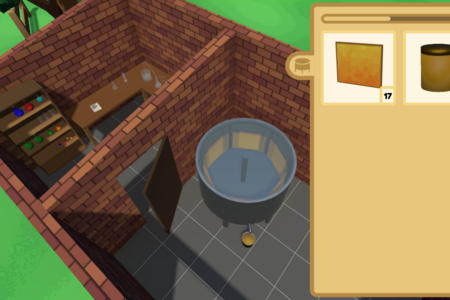 Spiel-Szene: Arbeitsraum des Imkers mit einer Übersicht, wieviele Honigwaben und Honig er schon hat