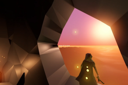 Spiel-Szene: MainCharacter geht am Ausgang der Höhle der Sonne entgegen.