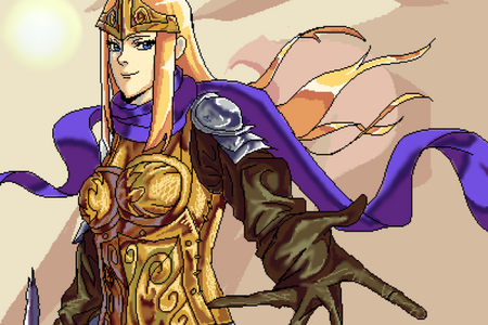 Symbol der Hoffnung: Kriegerin in goldener Rüstung mit Schwert