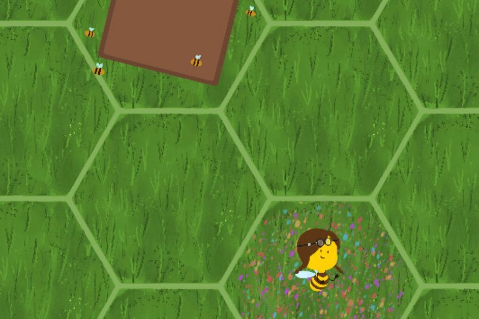 Spiel-Szene: Außenleben - Biene auf einer Blumenwiese
