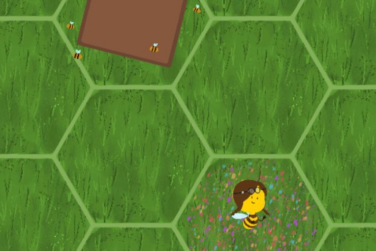 Spiel-Szene: Außenleben - Biene auf einer Blumenwiese