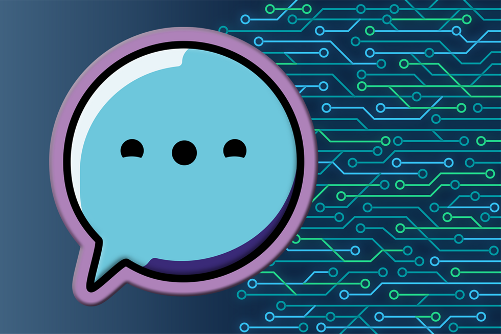 Illustration mit Chatbot für den KI-Onlinekurs auf KI-Campus