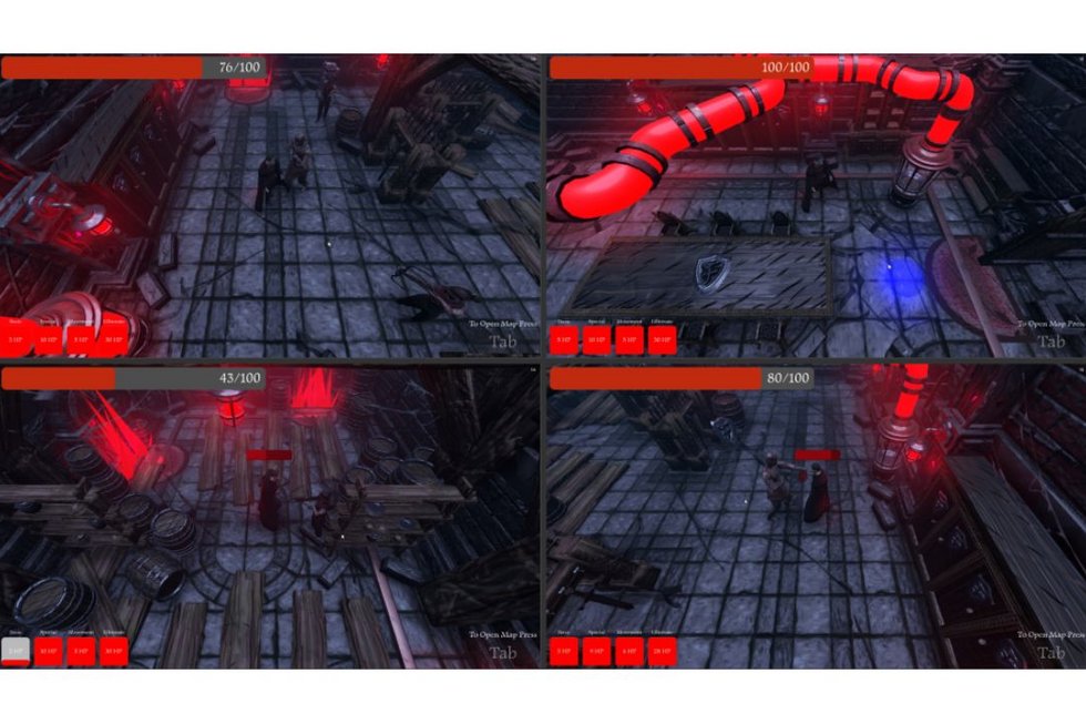 Vier Spiel-Szenen im Tower