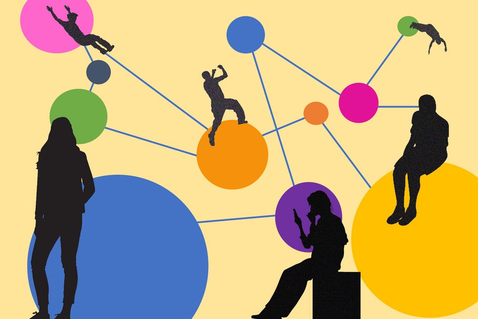 Bild zur Fachtagung der Fakultät Soziales und Gesundheit 2026, welches die Vernetzung und das Spannungsverhältnis der Herausforderungen der Youth Work zeigt, indem verschiedenfarbige Punkte und schemenhaft angedeutete Personen vernetzt sind 