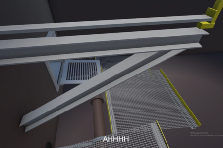 Szene aus Robo Escape, in der Robo von einem Steg fällt.