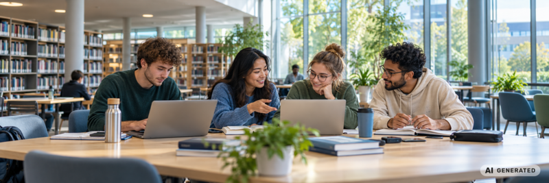 Studierende mit Laptops